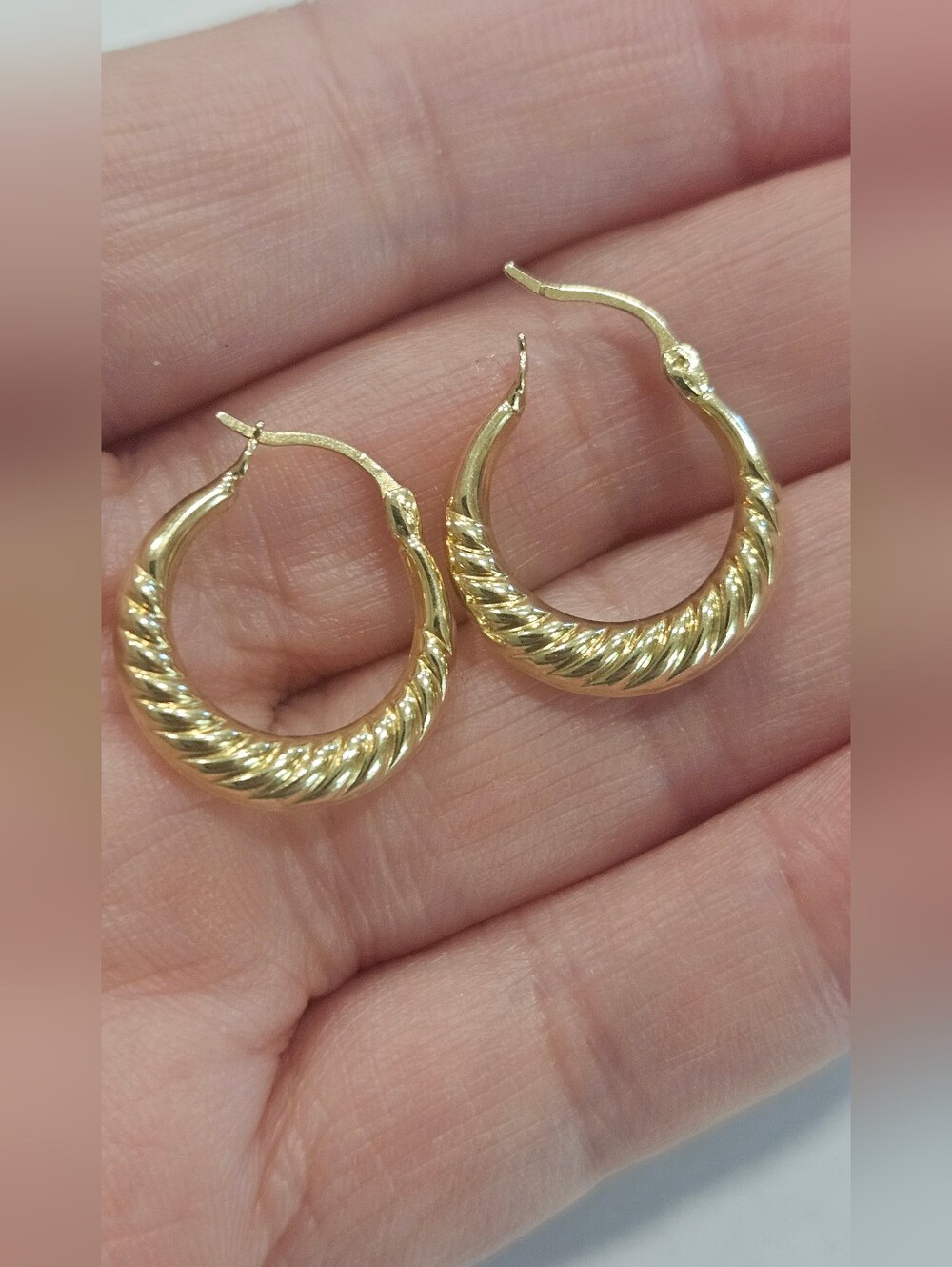 Vintage 14K Yellow Gold Turkish Shrimp Hoop Earrings